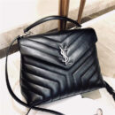 YSL圣罗兰 LouLou 牛皮 YSL女袋 Y形绗缝 真皮 YSL单肩手提包 黑色