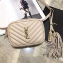 534817 YSL女包 LOU系列 绗缝真皮 圣罗兰流苏腰包 米白