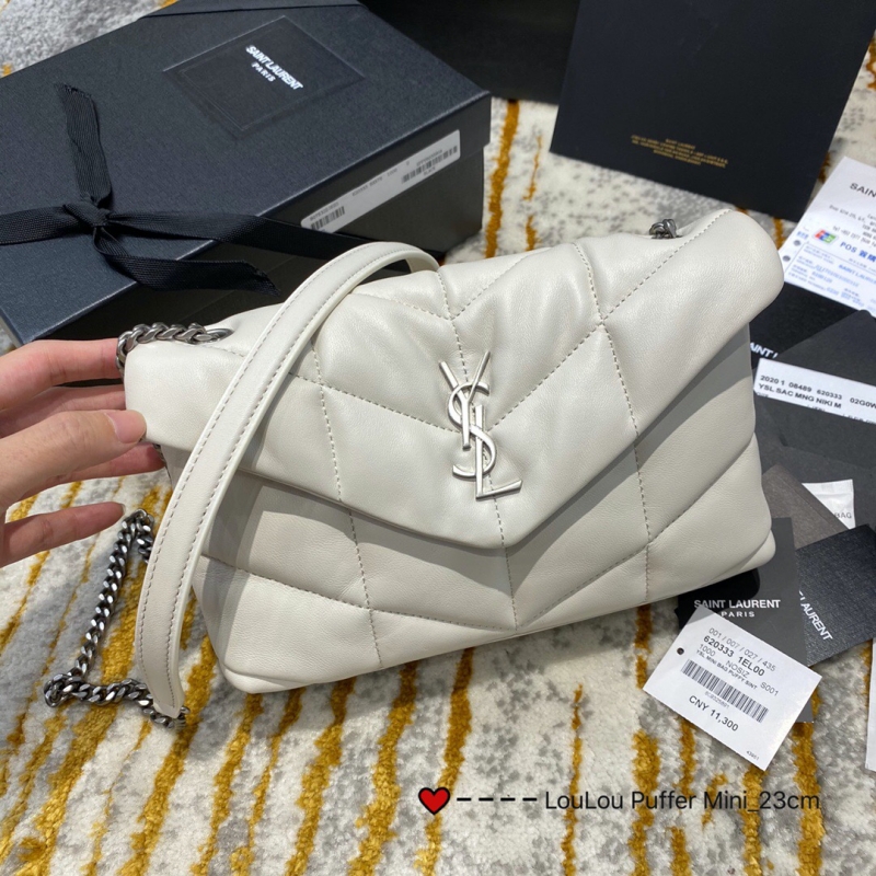 620333 YSL圣罗兰女包 LOULOU PUFFER迷你绗缝小羊皮手袋 白色