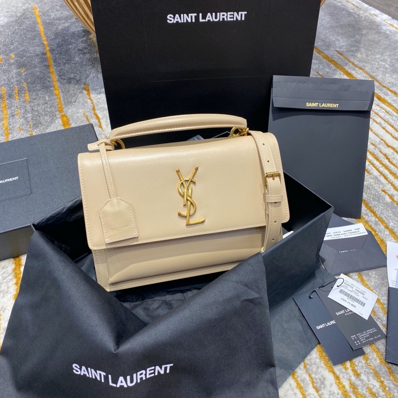 634723 YSL圣罗兰女包 NEW MEDIUM SUNSET光滑皮革肩背包 杏色