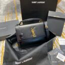 634723 YSL圣罗兰女包 NEW MEDIUM SUNSET光滑皮革肩背包 黑色
