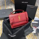 634723 YSL圣罗兰女包 NEW MEDIUM SUNSET光滑皮革肩背包 红色