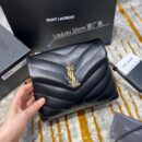 467072 YSL圣罗兰LOULOU黑色真皮小肩包配有Y形绗缝 黑色金扣