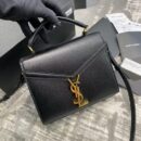 602716 YSL圣罗兰 CASSANDRA迷你粒面压印皮革手提包 黑色