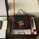 583571 Gucci GG Marmont 系列迷你手提包 斜纹绗缝皮革女包 黑色