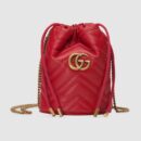 575163 Gucci GG Marmont系列迷你水桶包 Gucci圆筒包 红色
