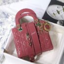 M0538 迪奥Lady Dior My ABCDior 手袋 漆皮藤格纹 玫红