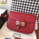 602204 Gucci 1955马衔扣肩背包 Gucci马鞍包 红色复古格织纹皮革