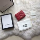 546580 Gucci GG Marmont绗缝V型皮革小号钱包 红色