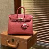 爱马仕 Birkin 25cm 大红色 南非进口鸵鸟皮 顶级手缝工艺 金扣