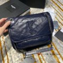 533037 YSL圣罗兰 Niki baby 迷你复古褶皱真皮包 藏蓝色