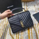 487213 YSL圣罗兰经典中号monogram黑色小羊真皮链条包 黑色金扣