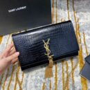 354119 YSL圣罗兰经典中号monogram图案型圣罗兰鳄鱼纹流苏挎包 黑色