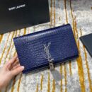 354119 YSL圣罗兰经典中号monogram图案型圣罗兰鳄鱼纹流苏挎包 蓝色