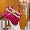 爱马仕 Mini Kelly 19cm 二代 一级美洲鳄鱼皮 J5天方夜谭紫 高定工序版本 全手工缝制