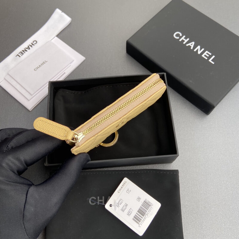 Chanel AP0223零钱包黄色鱼子酱金扣免检版 - Image 6