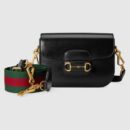 658574 Gucci 马衔扣1955系列GG迷你手袋 Gucci马鞍包 黑色皮革