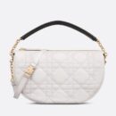 M7201 迪奥 VIBE HOBO 手袋中号 羊皮藤格纹饺子包 白色