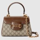 703848 Gucci Horsebit 1955系列迷你手袋 古驰女士单肩手提包 棕色