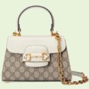 703848 Gucci Horsebit 1955系列迷你手袋 古驰女士单肩手提包 白色