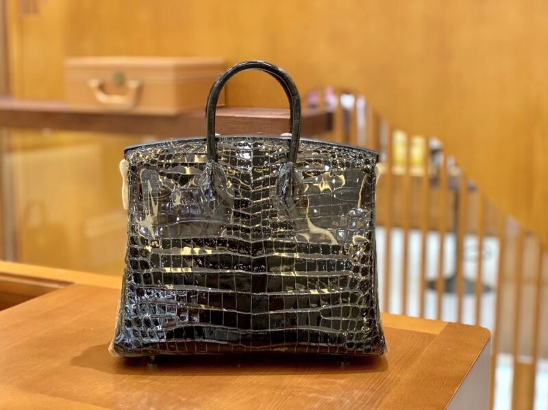 爱马仕 Birkin 铂金包 经典黑 一级皮 尼罗鳄鱼皮 臻品级别 金扣 25cm - Image 3