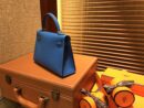 爱马仕 Mini Kelly迷你凯莉 蓝色 德国掌纹牛皮 全手工缝制 臻品级别 金扣 19cm
