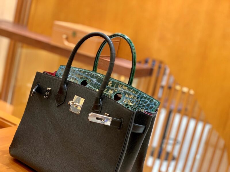 爱马仕 Birkin touch 30cm 进口鳄鱼皮拼山羊皮 原版蜜蜡线 顶级工艺缝制 - Image 8