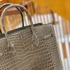 爱马仕 Birkin 30cm 倒V 一级野生湾鳄81斑鸠灰 高定工序版本 全手工缝制