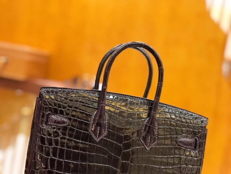 爱马仕 Birkin 25cm 鳄鱼皮 茄子紫 不是黑色哦 - Image 6