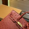 爱马仕 Birkin 25cm 大红色 南非进口鸵鸟皮 顶级手缝工艺 金扣
