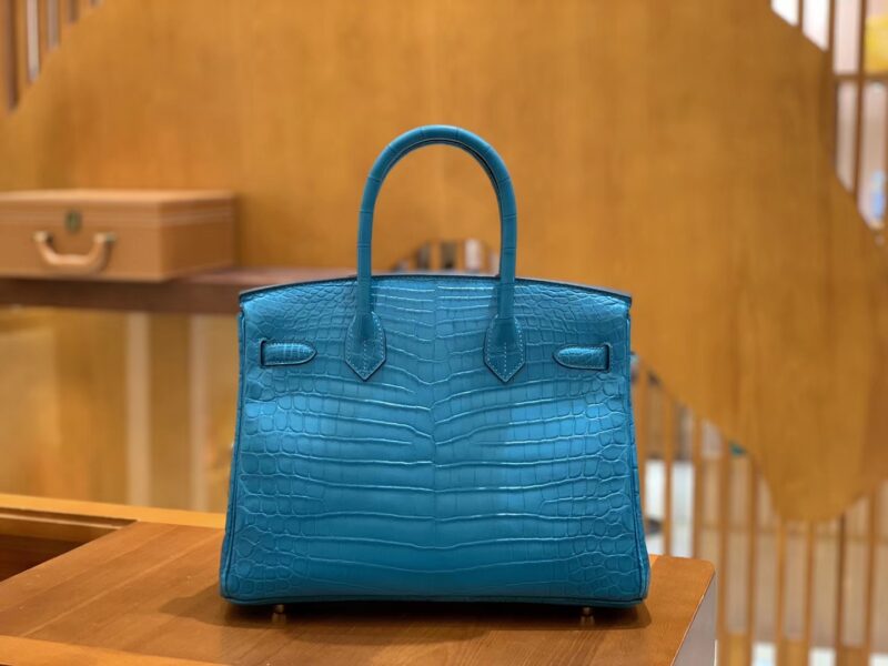爱马仕 Birkin 30cm 伊滋密迩蓝 金扣 尼罗 雾面 两点 鳄鱼皮 全手工 - Image 8