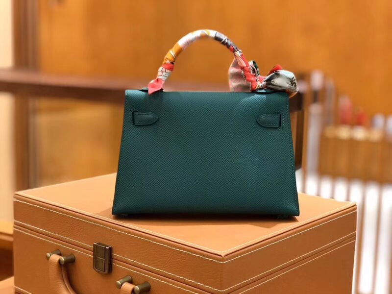 爱马仕 Mini kelly 迷你凯莉 孔雀绿 掌纹小牛皮 全手工缝制 臻品级别 金扣 19cm 现货 - Image 5
