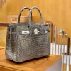 爱马仕 Birkin 30cm 倒V 一级野生湾鳄81斑鸠灰 高定工序版本 全手工缝制