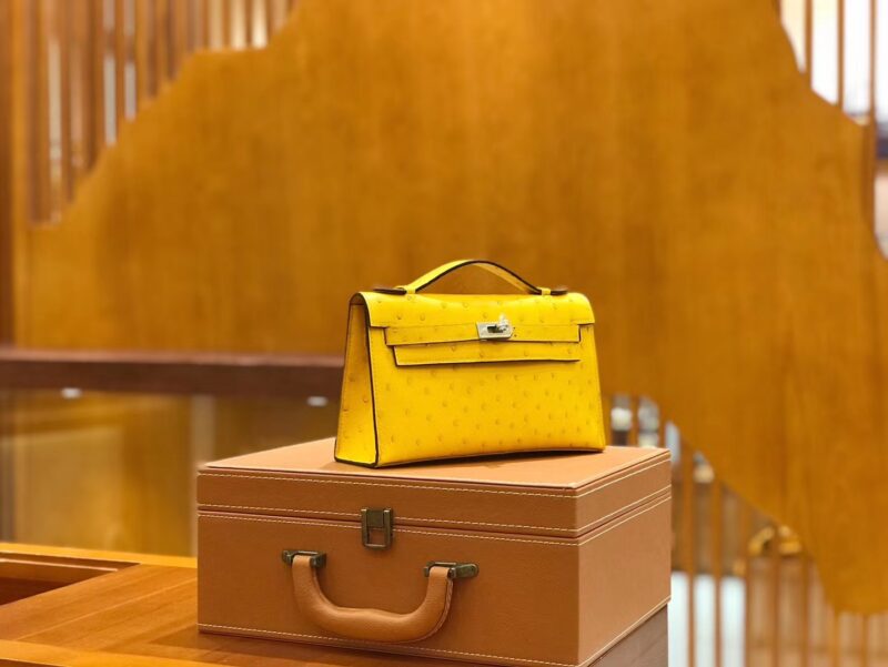 爱马仕 Mini kelly 22cm 那不勒斯黄 南非KK级鸵鸟皮 银扣 原版蜜蜡线 顶级手工 - Image 2