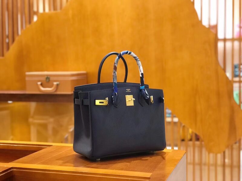 爱马仕 Birkin 30cm 午夜蓝 Epsom掌纹小牛皮 金扣 原版蜜蜡线 顶级手缝 - Image 2