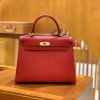 爱马仕 Kelly 28cm 中国红 金扣 Epsom掌纹牛皮 全手工缝制 臻品级别
