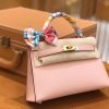 爱马仕 Mini kelly 奶昔粉 掌纹小牛皮 全手工缝制 臻品级别 19cm 金扣 现货