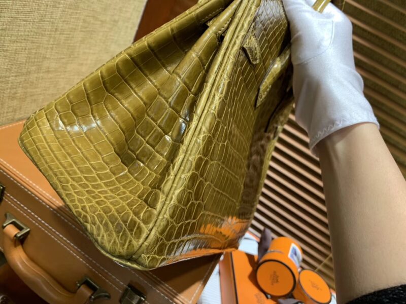 爱马仕 Birkin铂金包 褐绿色 一级皮 美洲鳄鱼 进口原料 顶级手缝工艺 25cm - Image 2