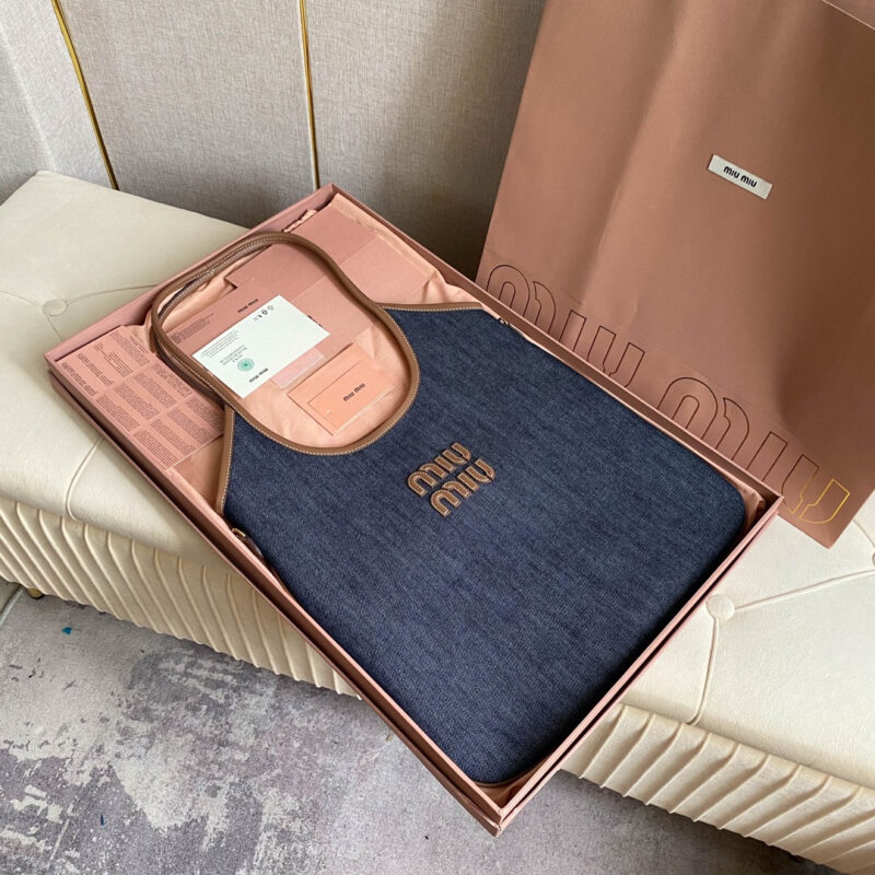 miumiu缪缪*IVY系列5BG231限定款Tote包牛仔布免检版 - Image 9