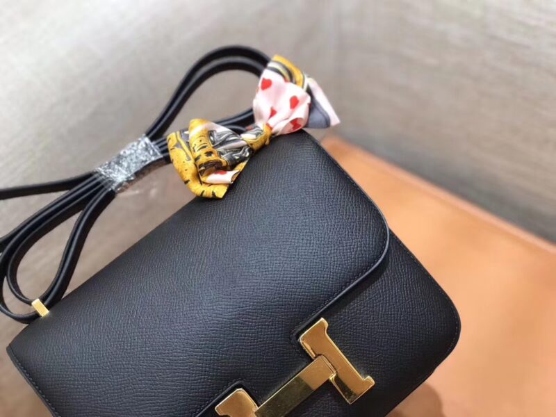 爱马仕 Constance 空姐包 经典黑 掌纹牛皮 全手工缝制 金扣 18cm 现货 - Image 5