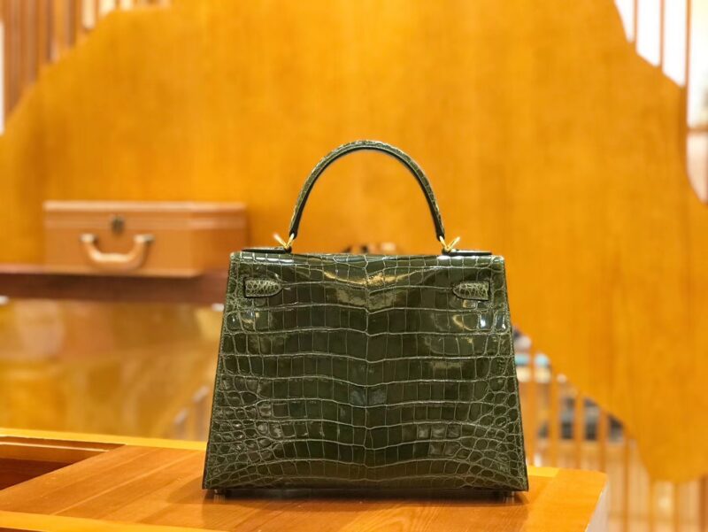 爱马仕 Kelly 28cm 橄榄绿 一级尼罗鳄 金扣 原版蜜蜡线 顶级手缝 - Image 3