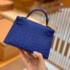 爱马仕 迷你凯莉 2代 19cm 鸵鸟皮 新增现货 深蓝色