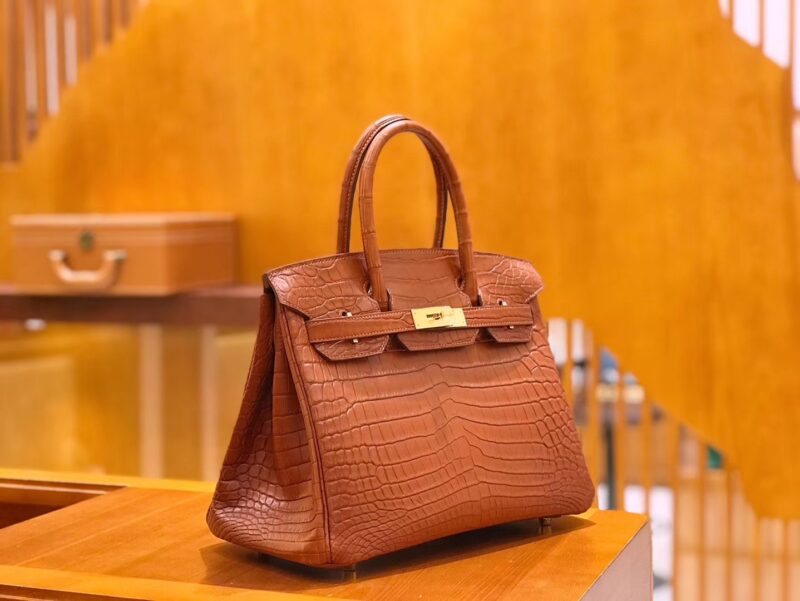 爱马仕 Birkin 铂金包 尼罗鳄鱼皮 蜜糖棕 30cm - Image 6