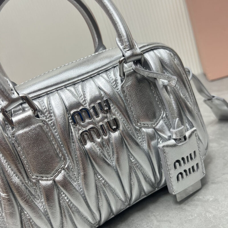 miumiu缪缪TooPretty系列5BB123保龄球手袋银色 - Image 6
