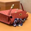 爱马仕 Mini kelly 22cm 南非kk级鸵鸟皮 石榴红 爱心红 金扣 原版蜜蜡线 顶级手工缝制