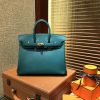 爱马仕 Birkin 25cm ( 铂金包) 掌纹牛皮 孔雀绿 原版蜜蜡线 全手工缝制