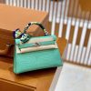 爱马仕 Mini Kelly 19cm 薄荷绿 银扣 哑光 美洲鳄鱼皮 全手工缝制