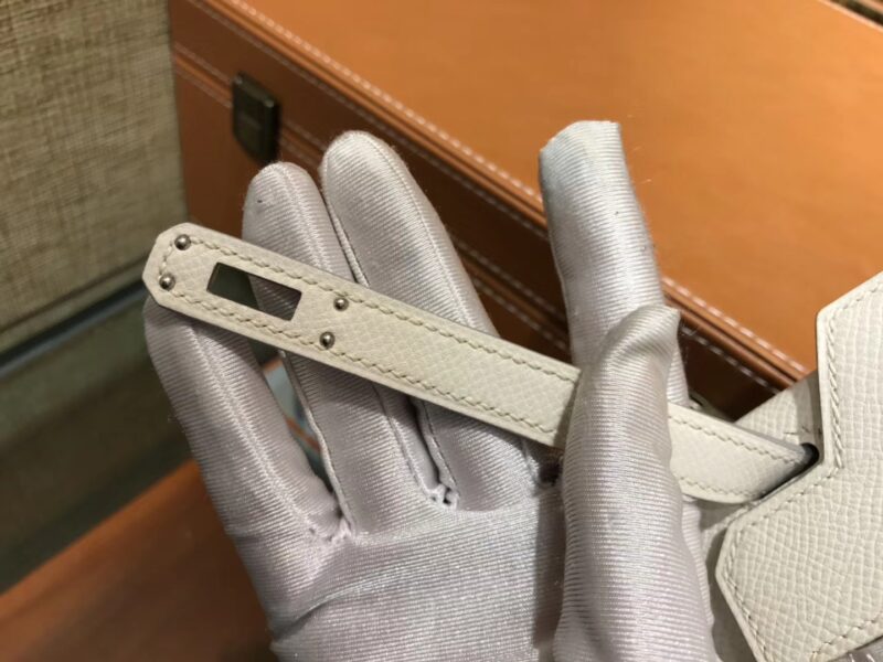 爱马仕 Birkin 25cm ( 铂金包) 掌纹牛皮 奶昔白 原版蜜蜡线 全手工缝制 - Image 4