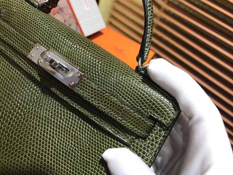 爱马仕 迷你2代 mini Kelly 丛林绿 仿蜥蜴皮 全手工缝制 19cm - Image 6