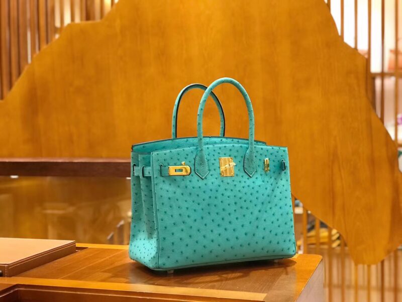 爱马仕 新增现货 Birkin 30cm 维罗纳绿 南非KK级鸵鸟皮 金扣 原版蜜蜡线 顶级手工缝制 - Image 2